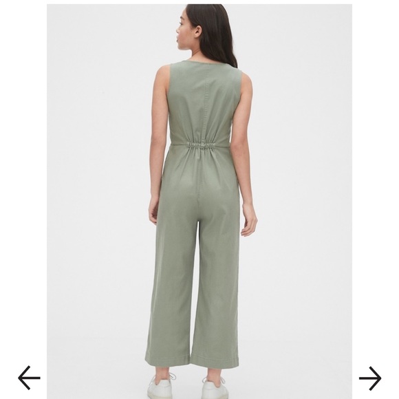 Gap green fences button front jumpsuit - Picture 3 of 5